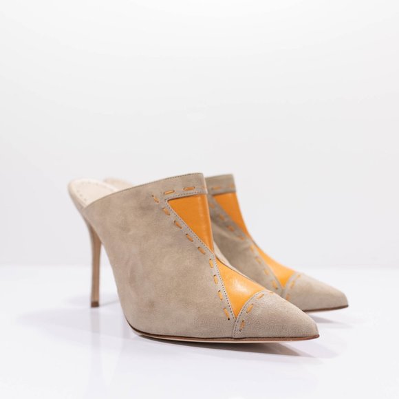 Manolo Blahnik Epafrodito Suede Mules - Picture 1 of 15